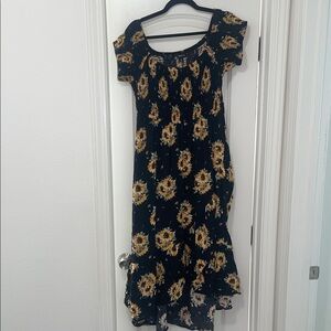 Floral Black and Yellow Women's Dress